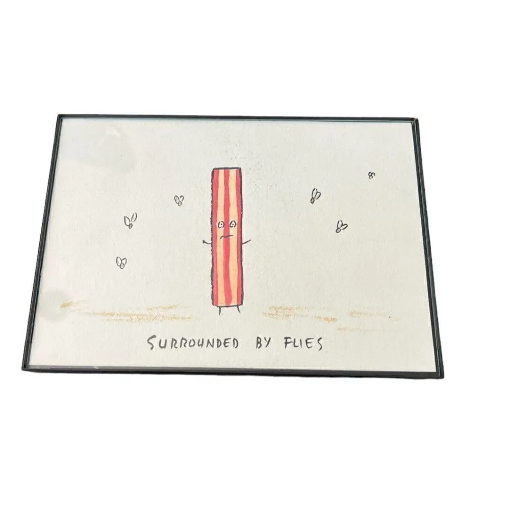 Dan Goodsell Mr Toast Ready to Wrench & Bacon Surrounded Flies Framed Art Pictur